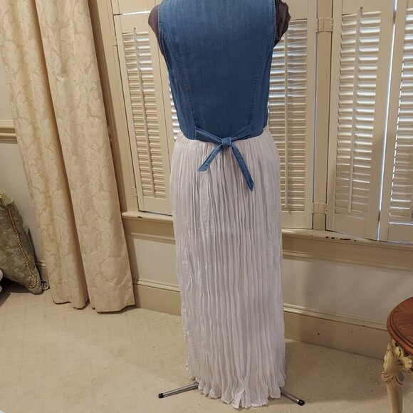 Western Style Long Dress with Blue Denim Vest & White  Skirt by  d. Frank Size 6 - Picture 3 of 6